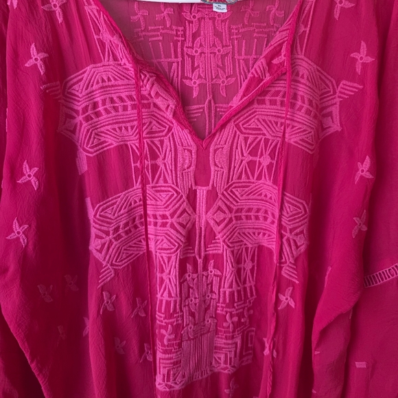 Johnny Was Fuchsia Embroidered Tunic.  32" Lenght, 24 Inches Chest. - Picture 7 of 10